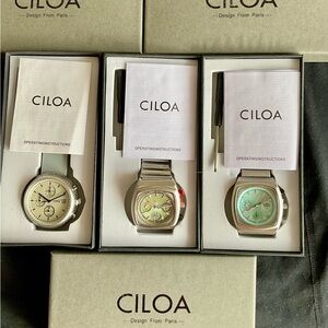 Three NIB Bright Colorful Ciloa Multifunction Chronographs